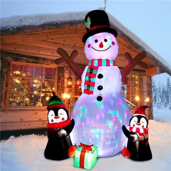 6ft Christmas Inflatables Christmas Decor Outdoor, Inflatable Snowman Penguin - Picture 5 of 7